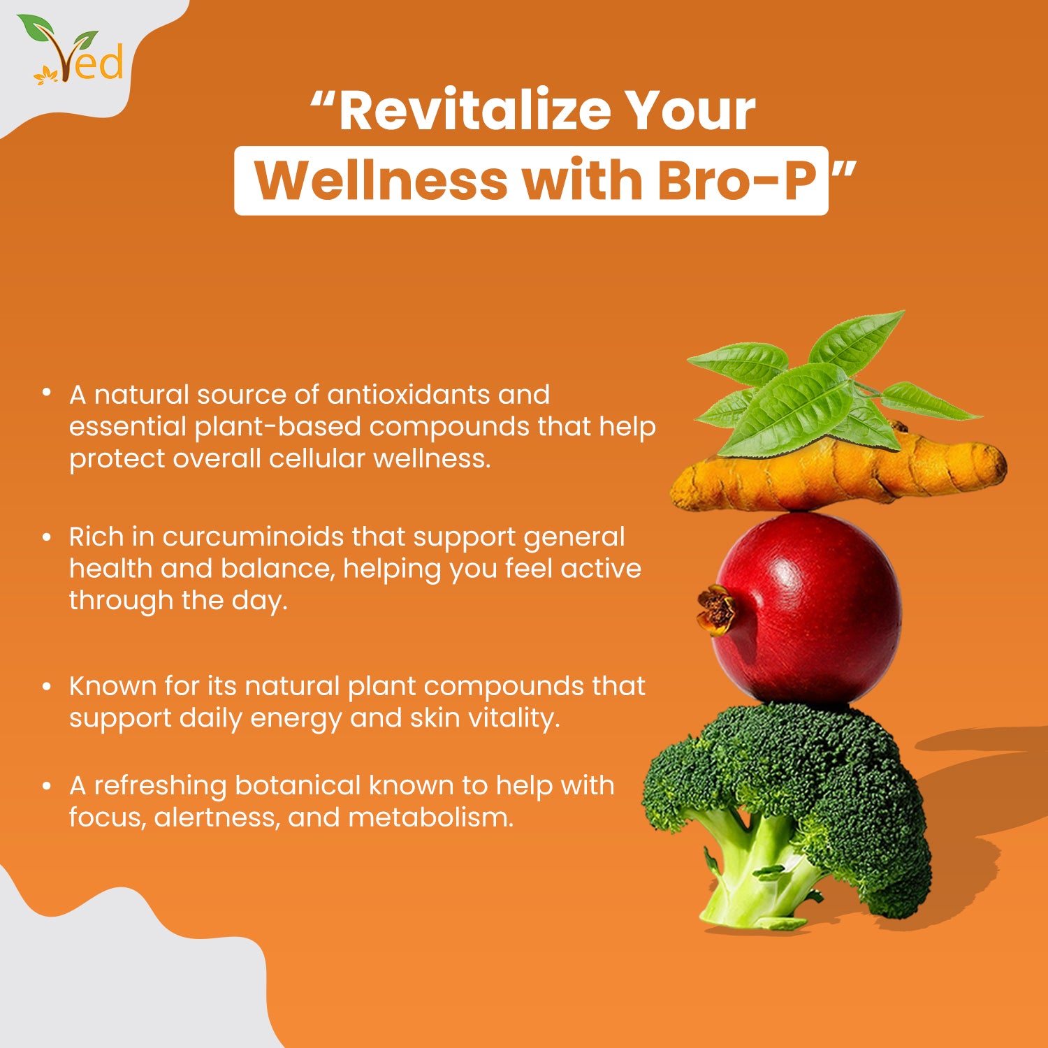 BRO-P Polyphenol Daily Antioxidant Support Capsules, Vegan 90 Capsules, 45 Days Supply