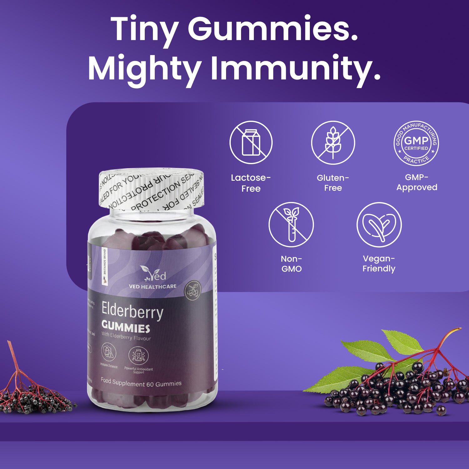 Ved Elderberry Gummies; 60 Chews 30 Days’ Supply