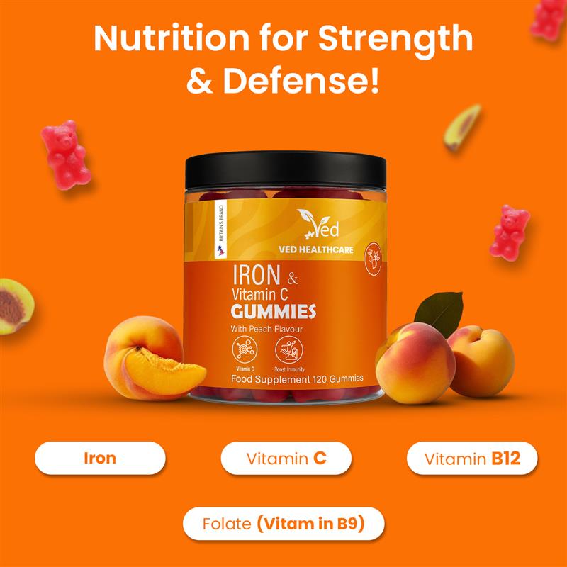 VED Iron with Vitamin C, 120 Gummies.
