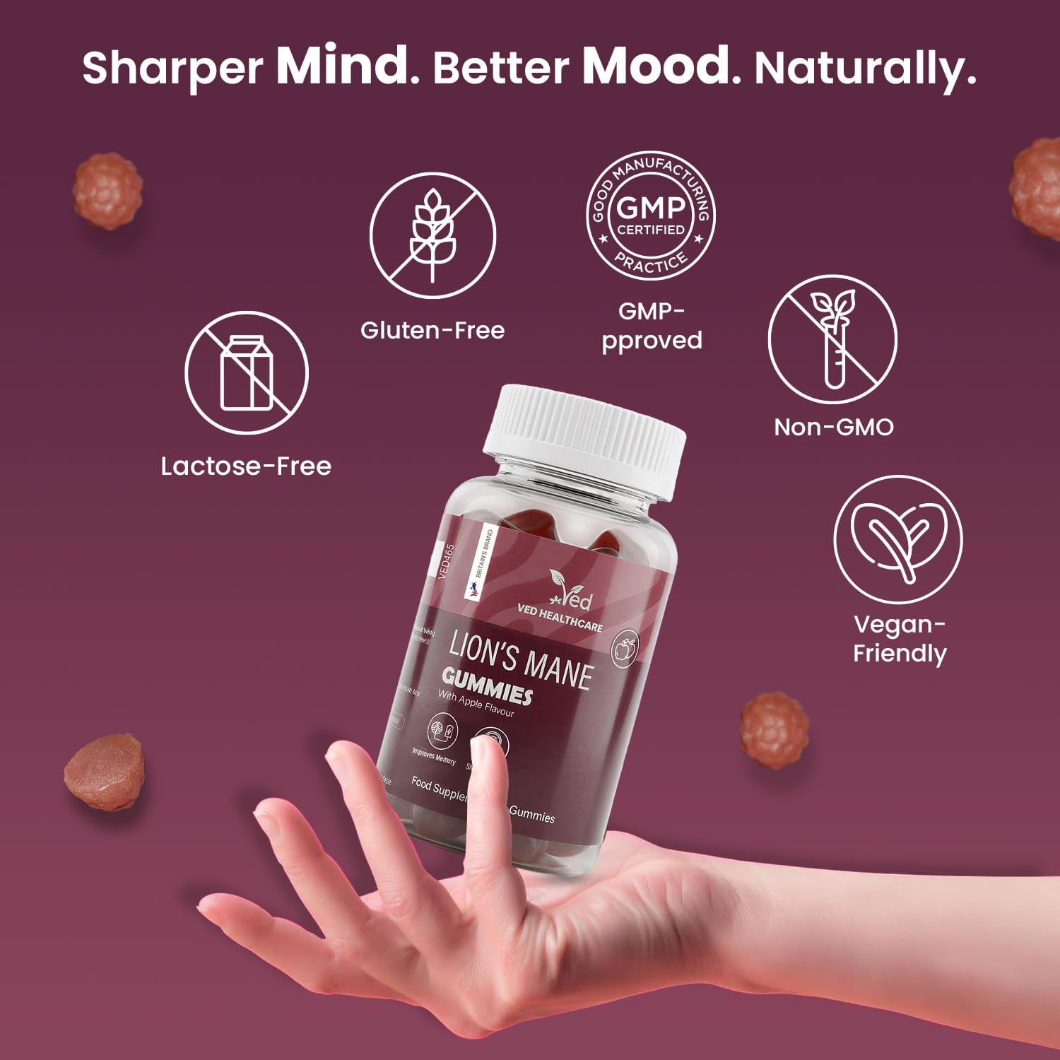 VED Lion's Mane Mushroom 1000 mg, 60 Gummies