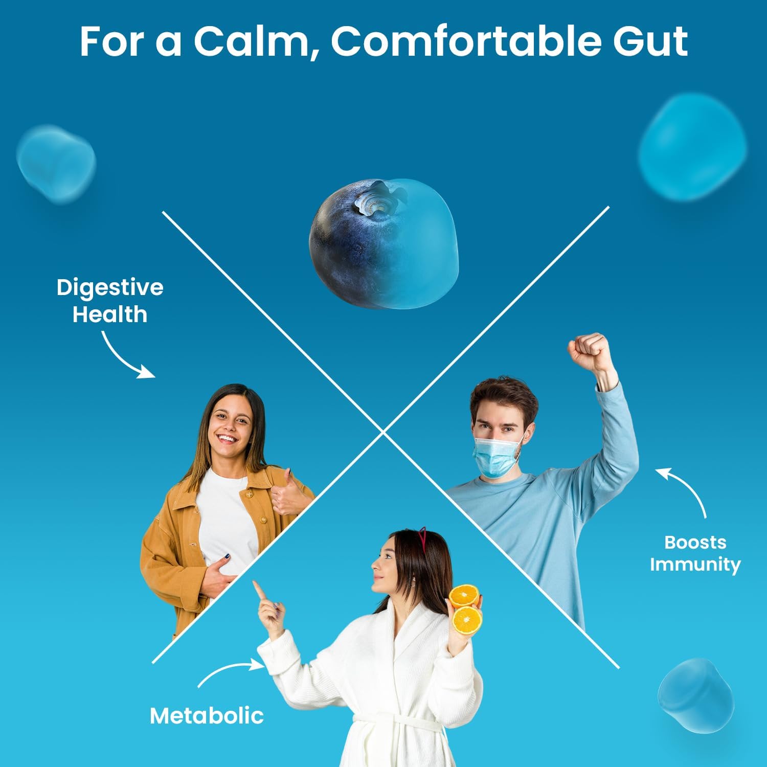 Vegan Probiotic Gummies with Prebiotics, Blueberry Flavour, 2 Gummies Daily (90 Count), 45 Days Supply, Non-GMO, Gluten Free, Vegetarian & Gut Health...