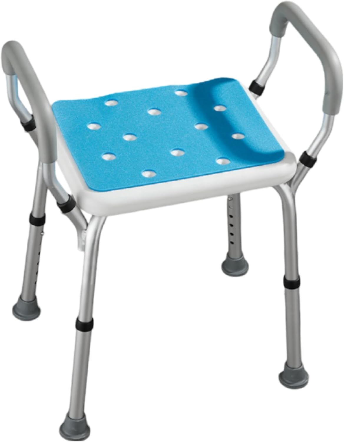 VED Shower Chair, 6 Positions Adjustable Bathtub Shower Stool with Detachable Handrails, Elderly Handicap Disabled Bathroom Non-Slip Chair Bench Seat (White, 47x54x73-83 cm)