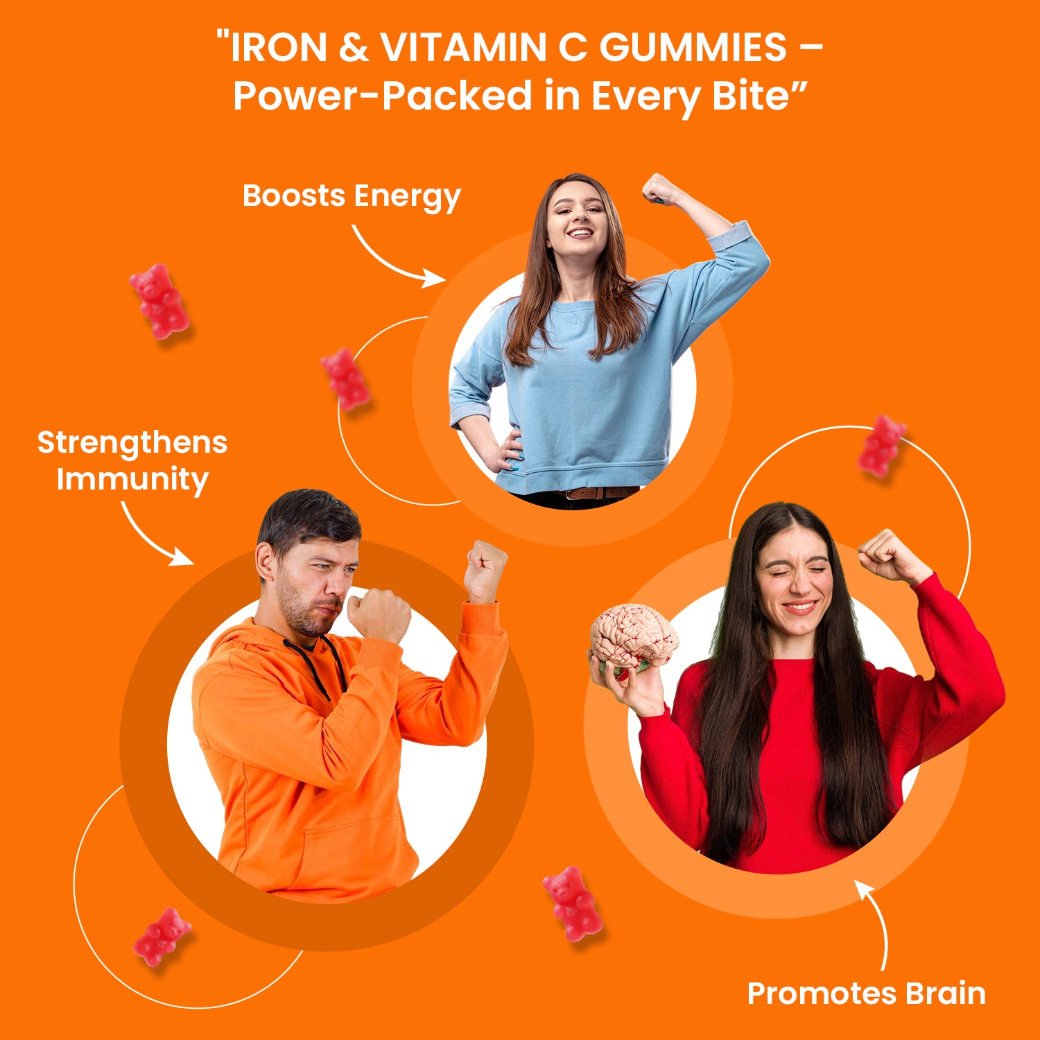 VED Iron with Vitamin C, 120 Gummies.