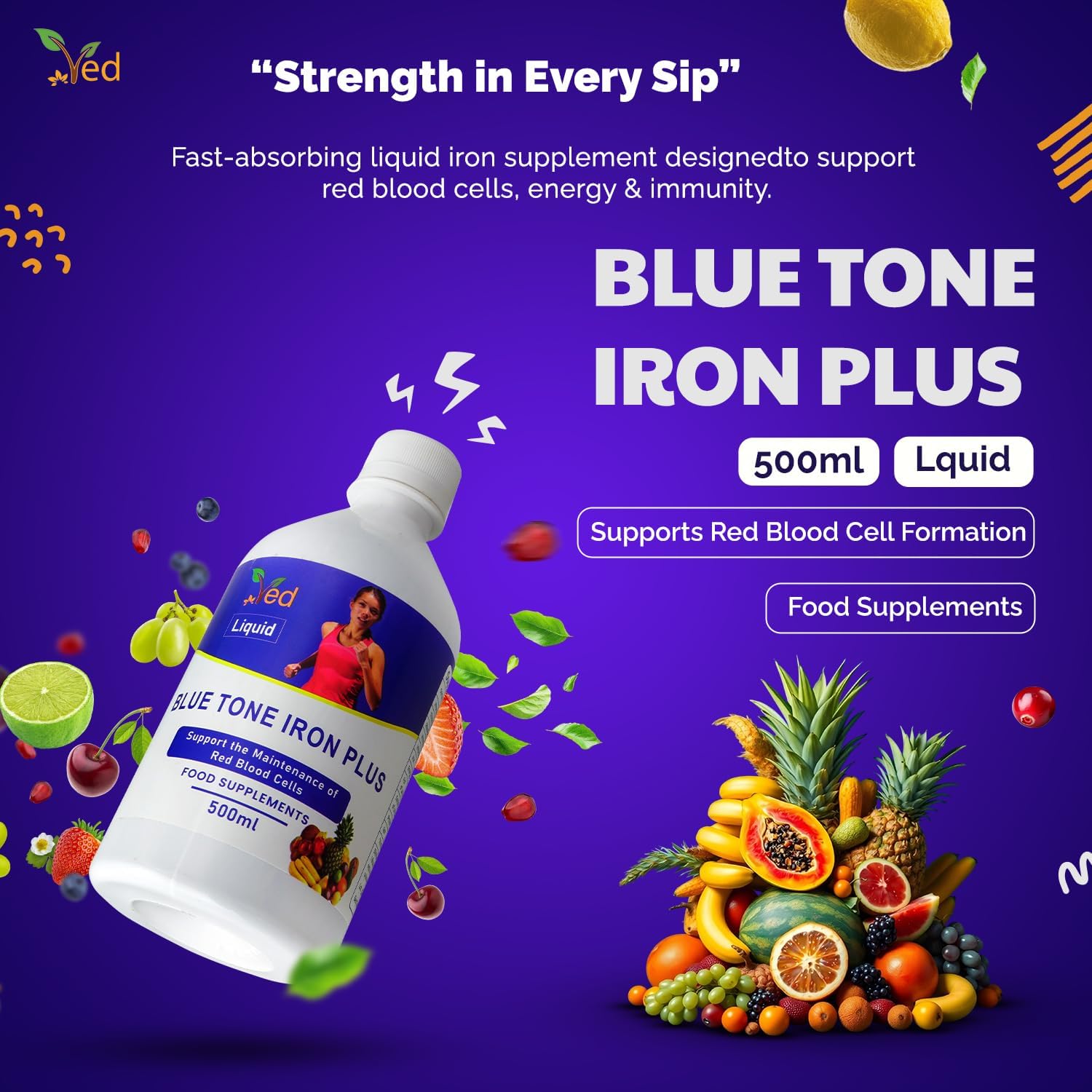 Ved Natural Liquid Iron Supplement, 25 Day Supply, 500 ml