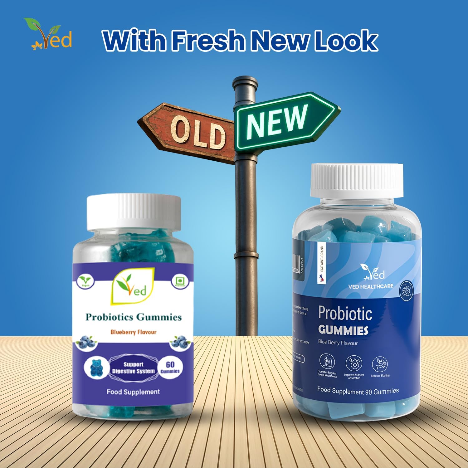 Vegan Probiotic Gummies with Prebiotics, Blueberry Flavour, 2 Gummies Daily (90 Count), 45 Days Supply, Non-GMO, Gluten Free, Vegetarian & Gut Health...