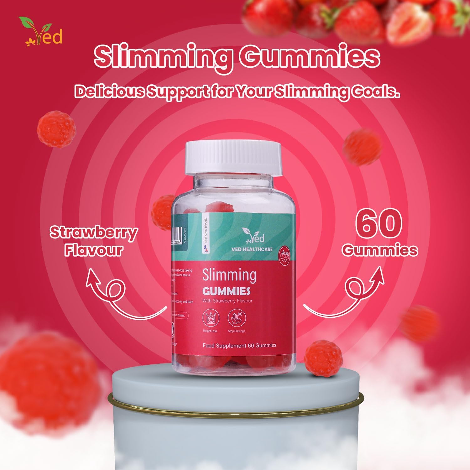 Ved Garcinia Cambogia Gummies, Weight loss Supplement for Maximum Results & Aid for Slimming, Suitable for Men and Women- 60 Chews 30 Days’ Supply.