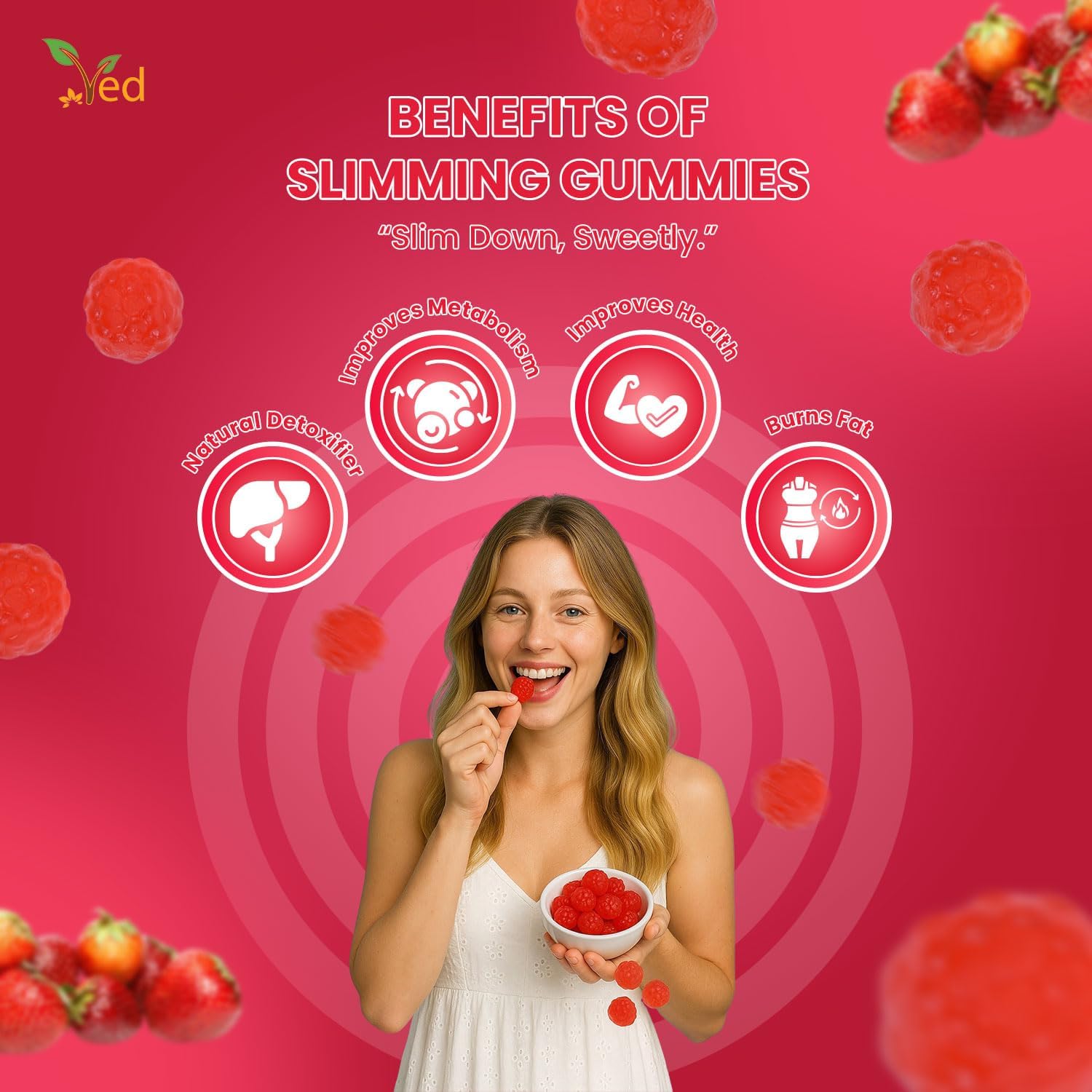 Ved Garcinia Cambogia Gummies, Weight loss Supplement for Maximum Results & Aid for Slimming, Suitable for Men and Women- 60 Chews 30 Days’ Supply.