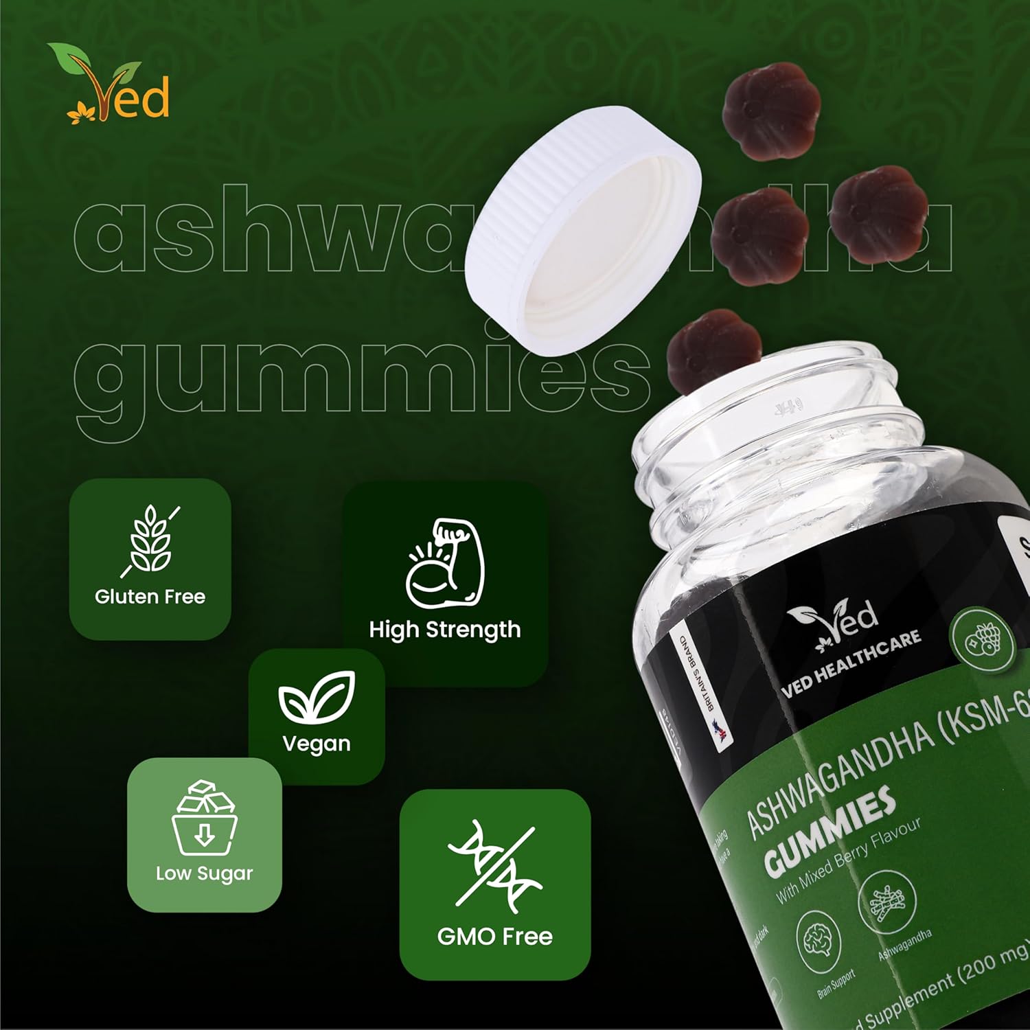 Ved Ashwagandha (KSM-66) Gummies (Pack of 2)