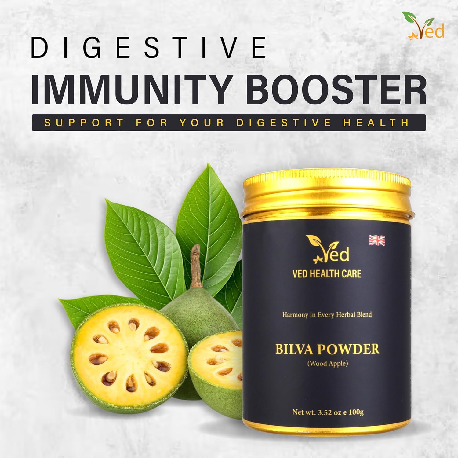 Ved Bilva Fruit Powder, Aegle Marmelos Correa,100% Pure, Clean and Natural,100g (35 Days Supply)