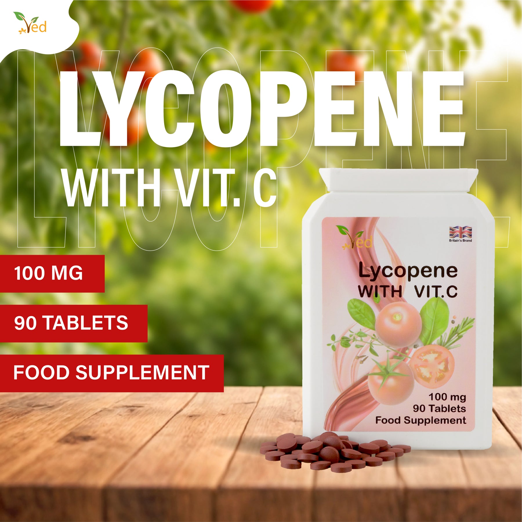 Ved Lycopene Supplement | 100mg 90 Tablets (Pack of 2)