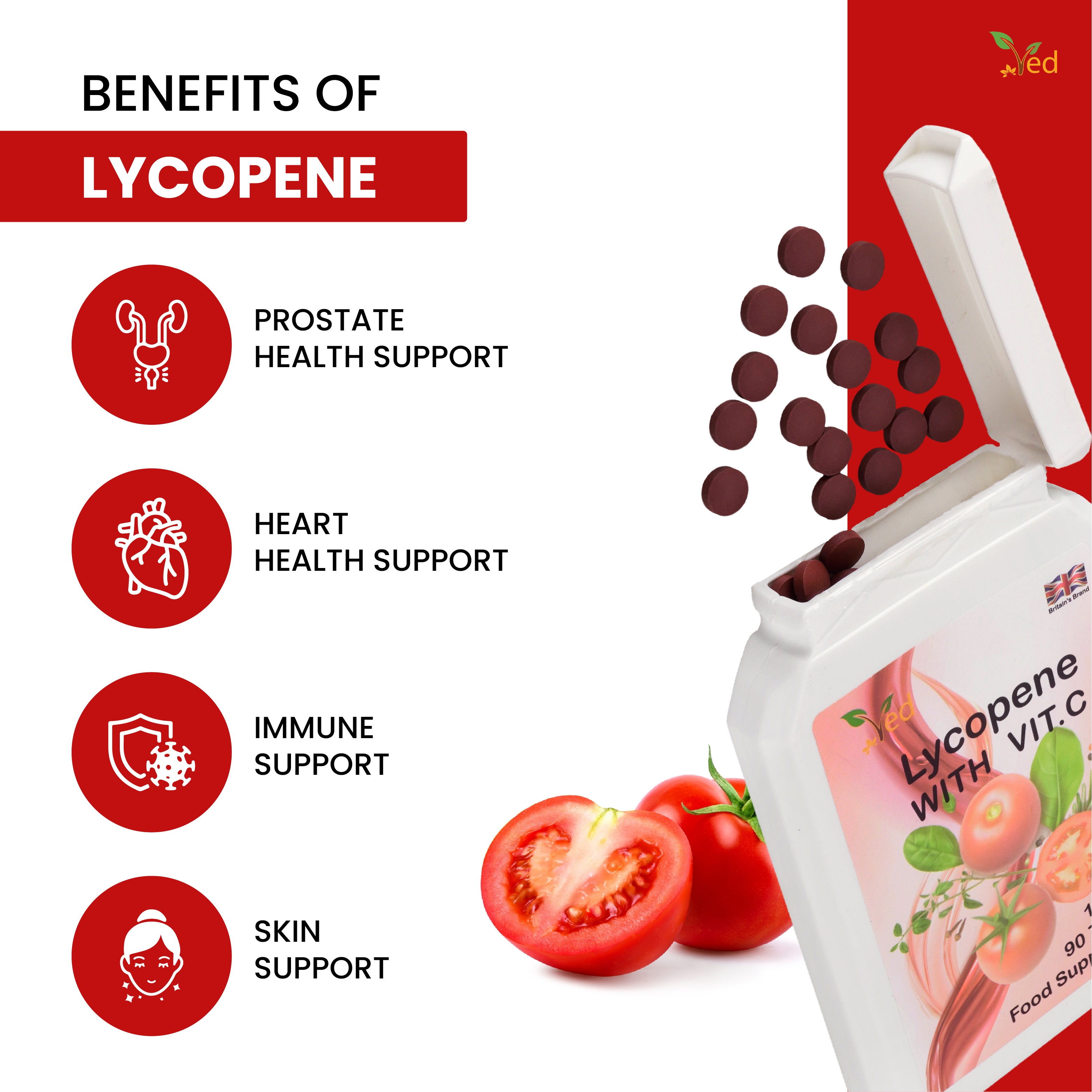 Ved Lycopene Supplement | 100mg 90 Tablets (Pack of 2)