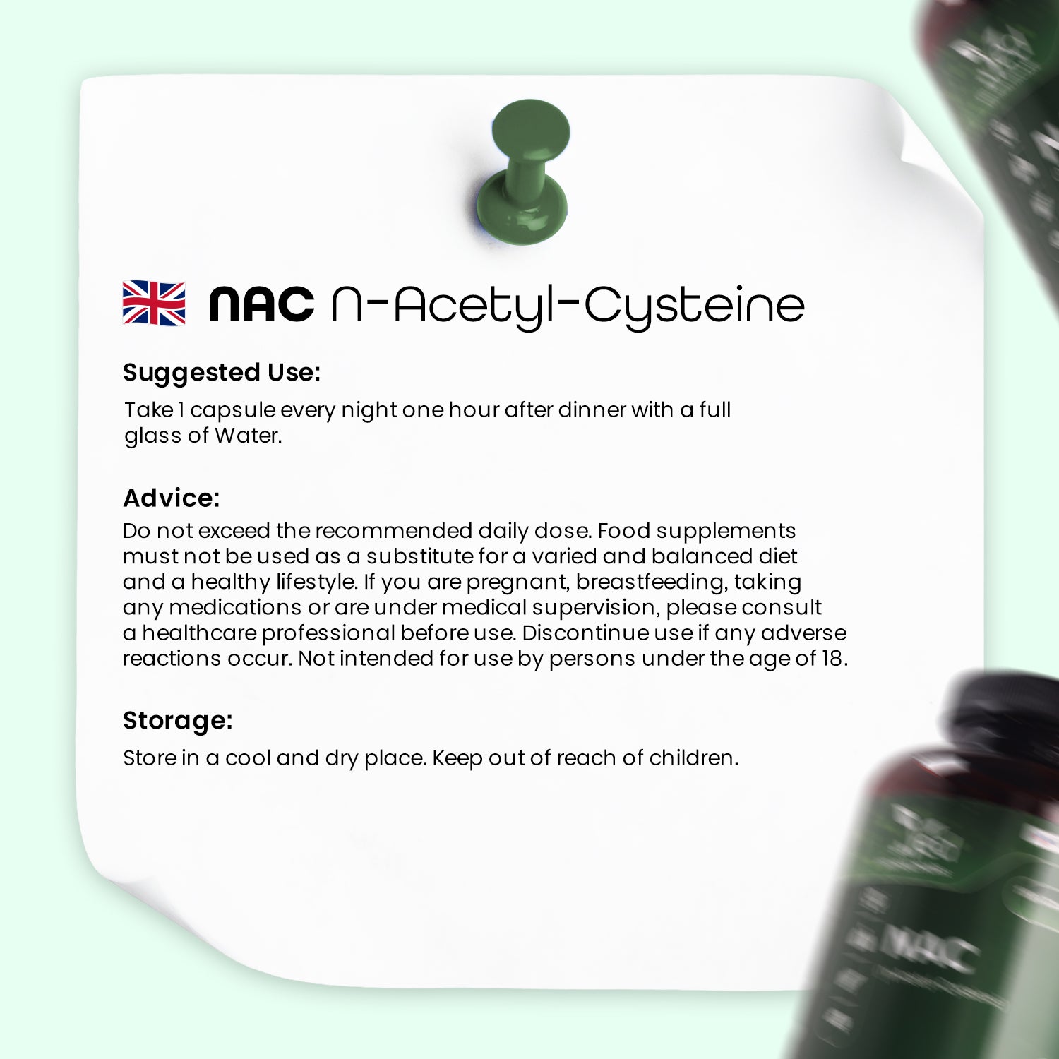 N-Acetyl-Cysteine (NAC) 600mg – 180 Vegan Capsules – One Capsule Daily – 6 Month Supply – Gluten Free Nutritional Supplement.