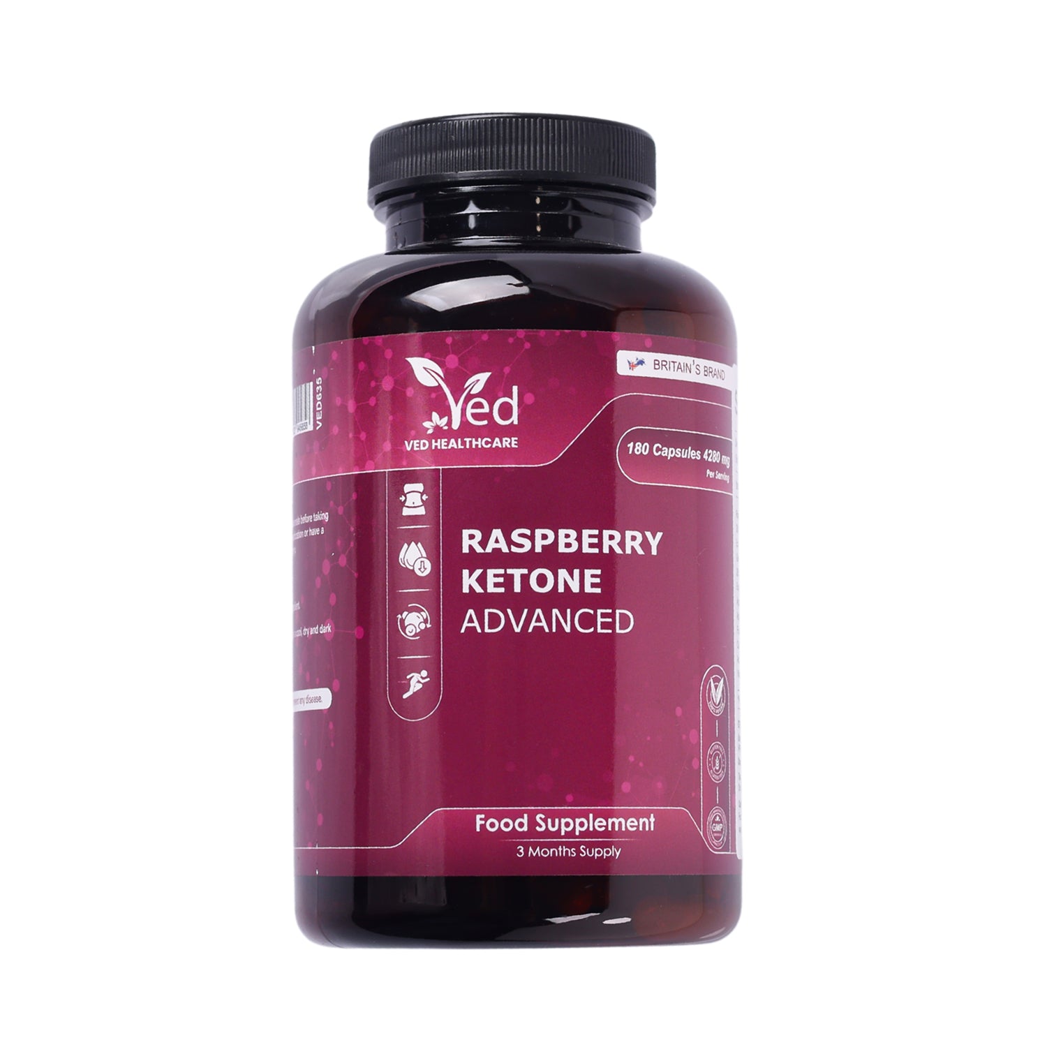 Raspberry Ketone Advanced 4280mg – 180 Vegan Capsules – with Apple Cider Vinegar, Green Tea, Caffeine & Vitamin C – 3 Months Supply.