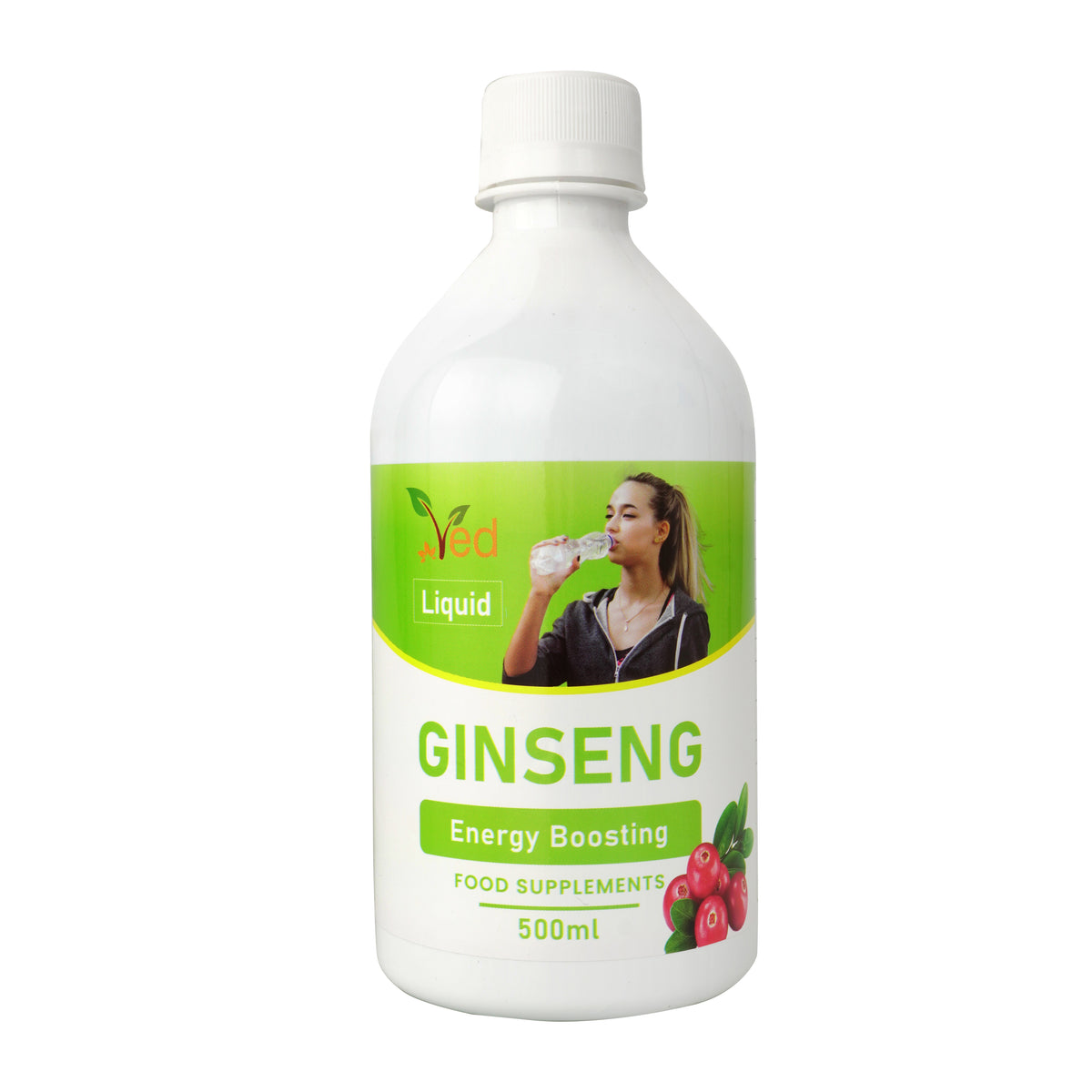Ved Ginseng liquid Food Supplement (500 ml) - with Siberian & Panax Ginseng - Supports Energy and Vitality - for Improved Concentration.