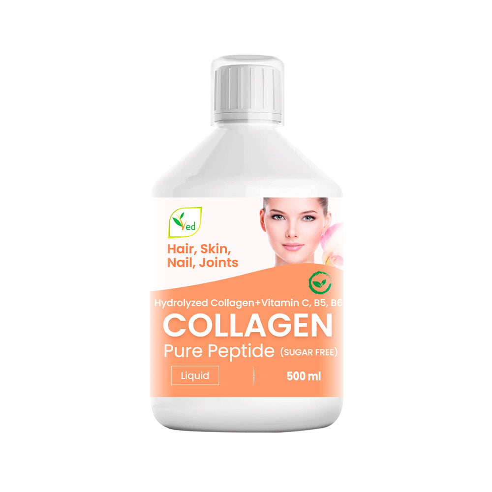 Ved Liquid Collagen Peptides Supplement, Faster Absorption Hydrolyzed Drink, for Women, Men, Unflavored 500 ml (Sugar Free)