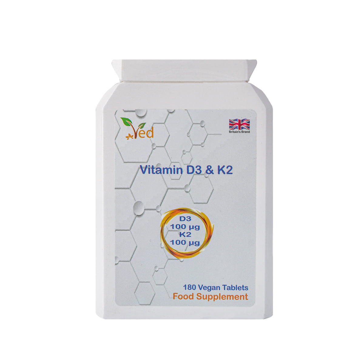 Ved's Vitamin D3 K2| 1000 IU Vitamin D3 & 100 mcg Vitamin K2| Max Strength 2 in 1 Immune Support | Vegan, Gluten| 180 Vegan Tablets|6 Month Supply