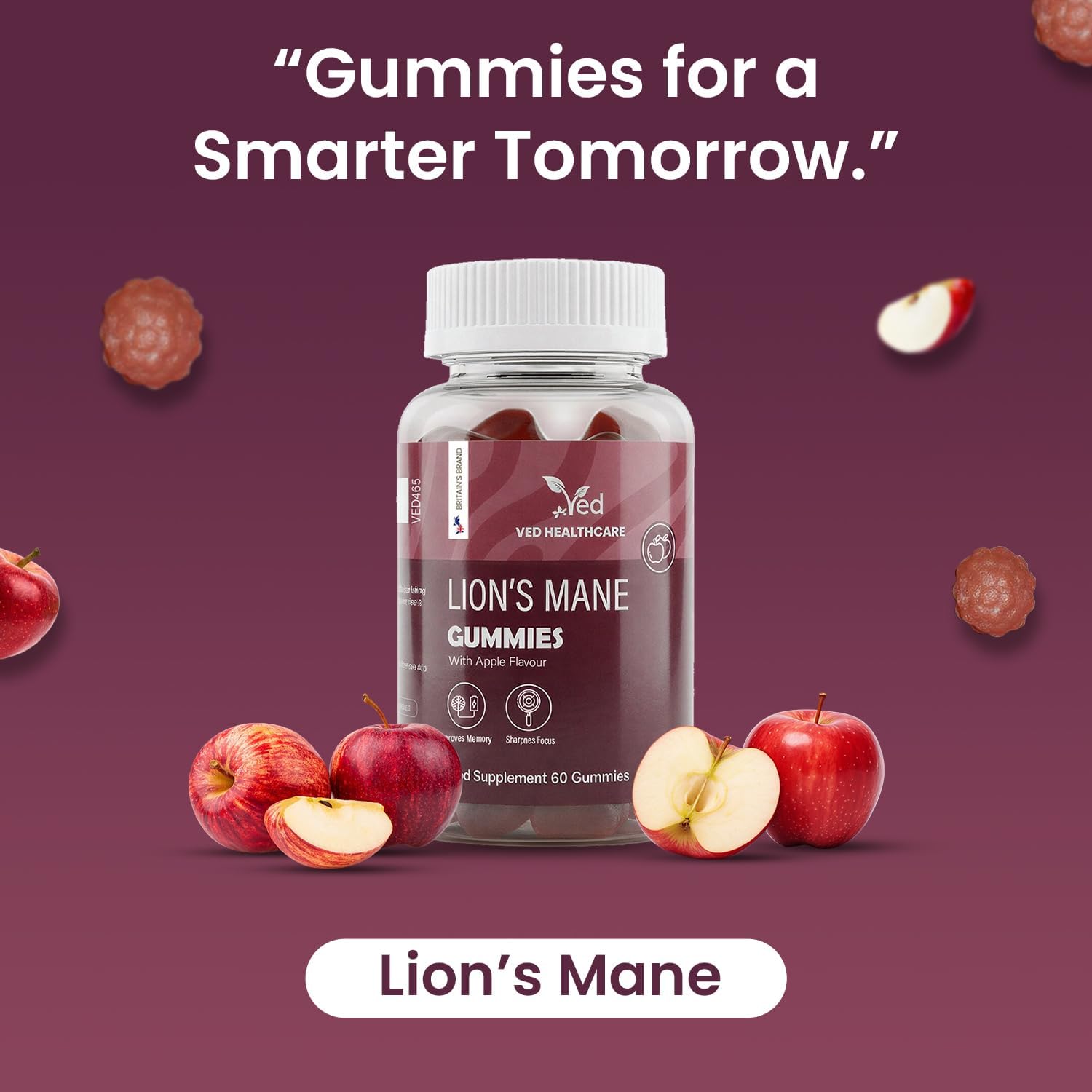 VED Lion's Mane Mushroom 1000 mg, 60 Gummies