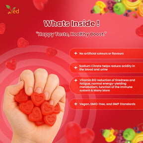 Ved Vitamin B12 Gummies 1000mcg,Vegan & Gluten-Free - Tasty, Natural Mix Berry Flavour, B12 Vitamin Supplement,60 Gummies,2 per Day,1 Months Supply.