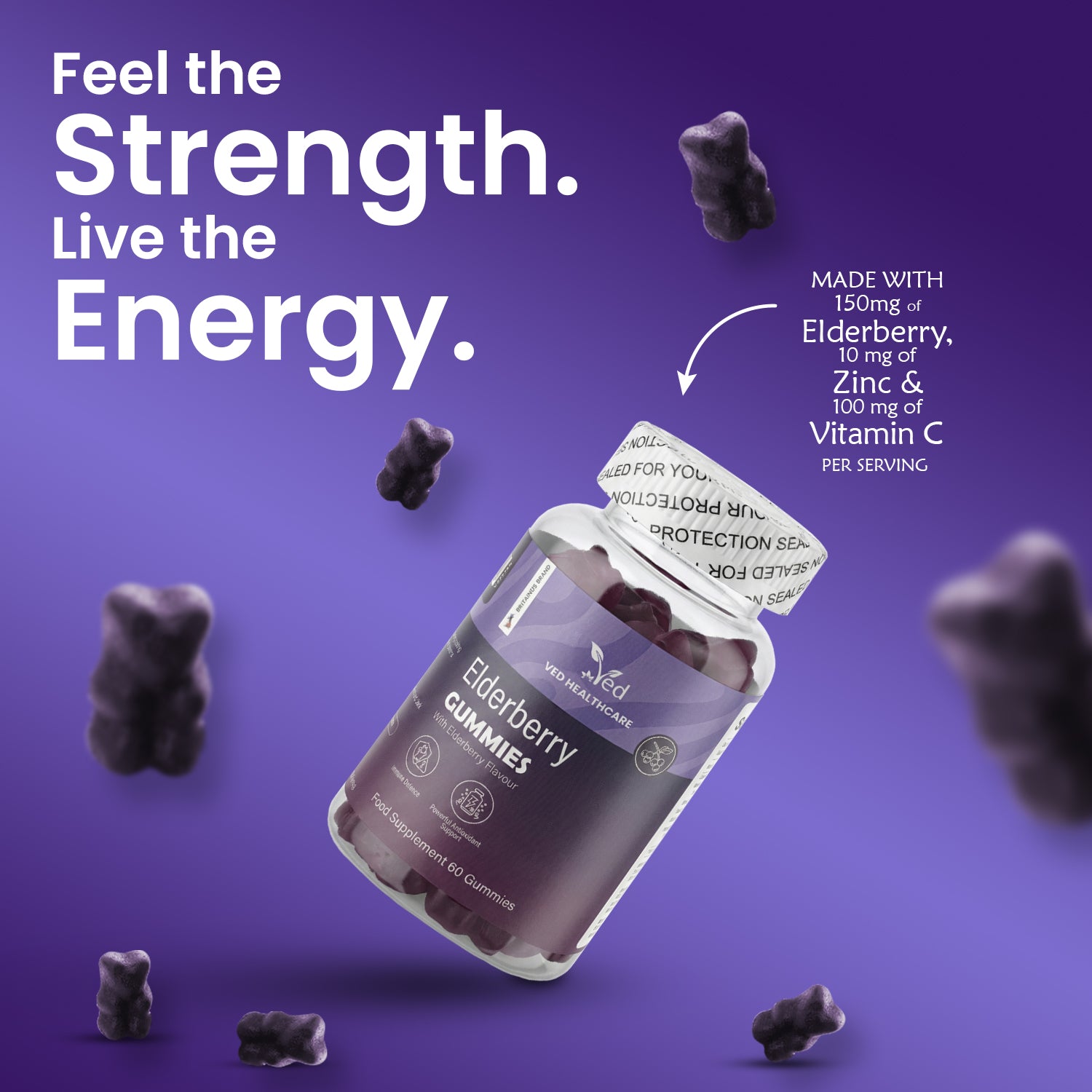 Ved Elderberry Gummies;  60 Chews 30 Days’ Supply