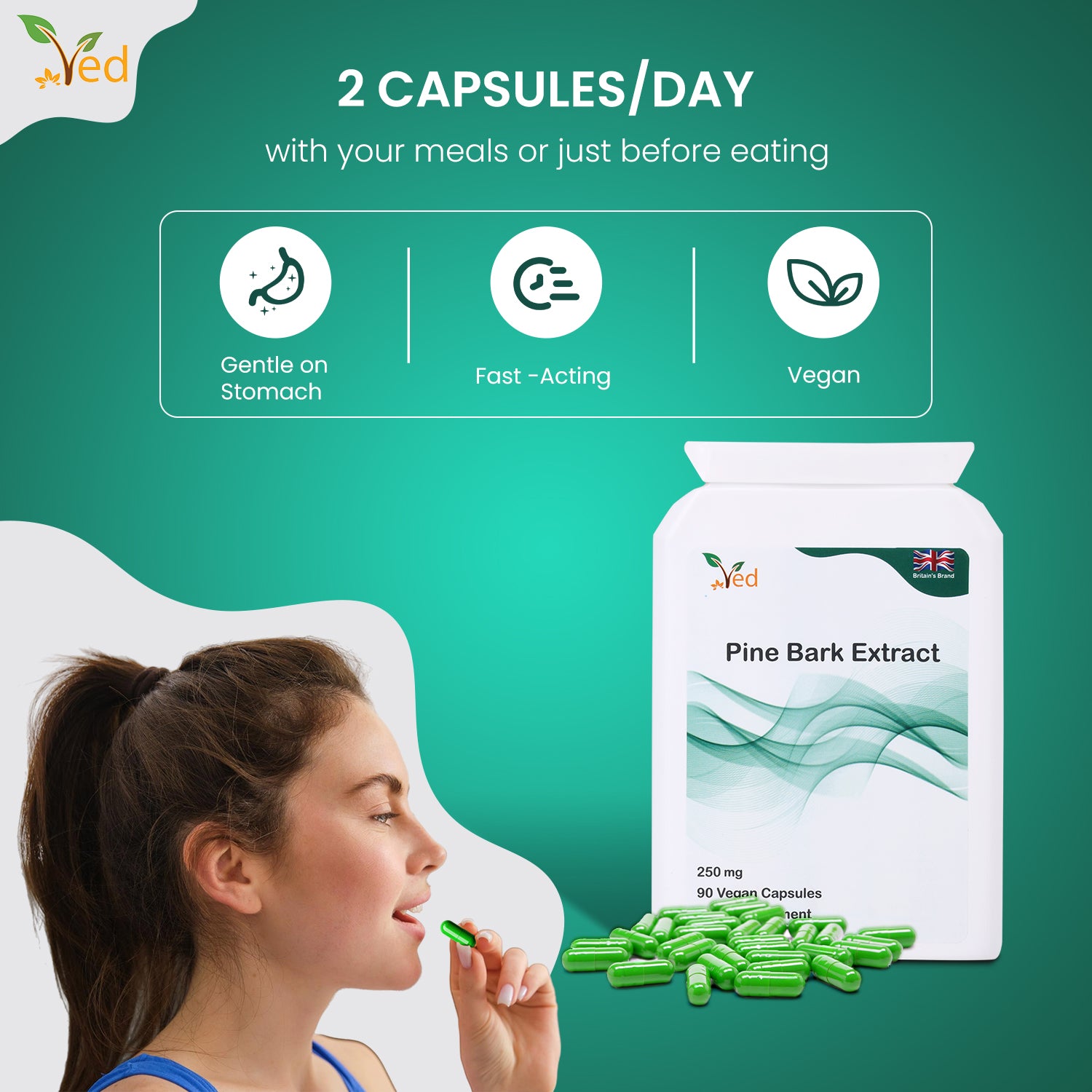 Pine Bark Extract 250mg | 90 vegan Capsules | High Strength Supplement |