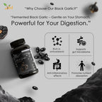 VED GarliGut, 90 Softgels, Fermented & Odorless Black Garlic Supplement with chamomile flower, peppermint leaf, caraway fruit, angelica archangelica root, rosemary leaf, Non-GMO, Halal, 3 Softgels/Day