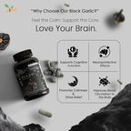 VED GarliCalm, 90 Capsules, Fermented & Odourless Black Garlic Supplement with Motherwort, Iodine & Vitamin E, Non-GMO, Halal, 2 Capsules per Day.