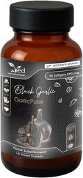 VED GarlicPulse, 90 Softgels, Fermented & Odorless Black Garlic Supplement with White Hawthorn Flower and Leaf, White Mistletoe herb, Non-GMO, Halal, 6 Softgels per Day