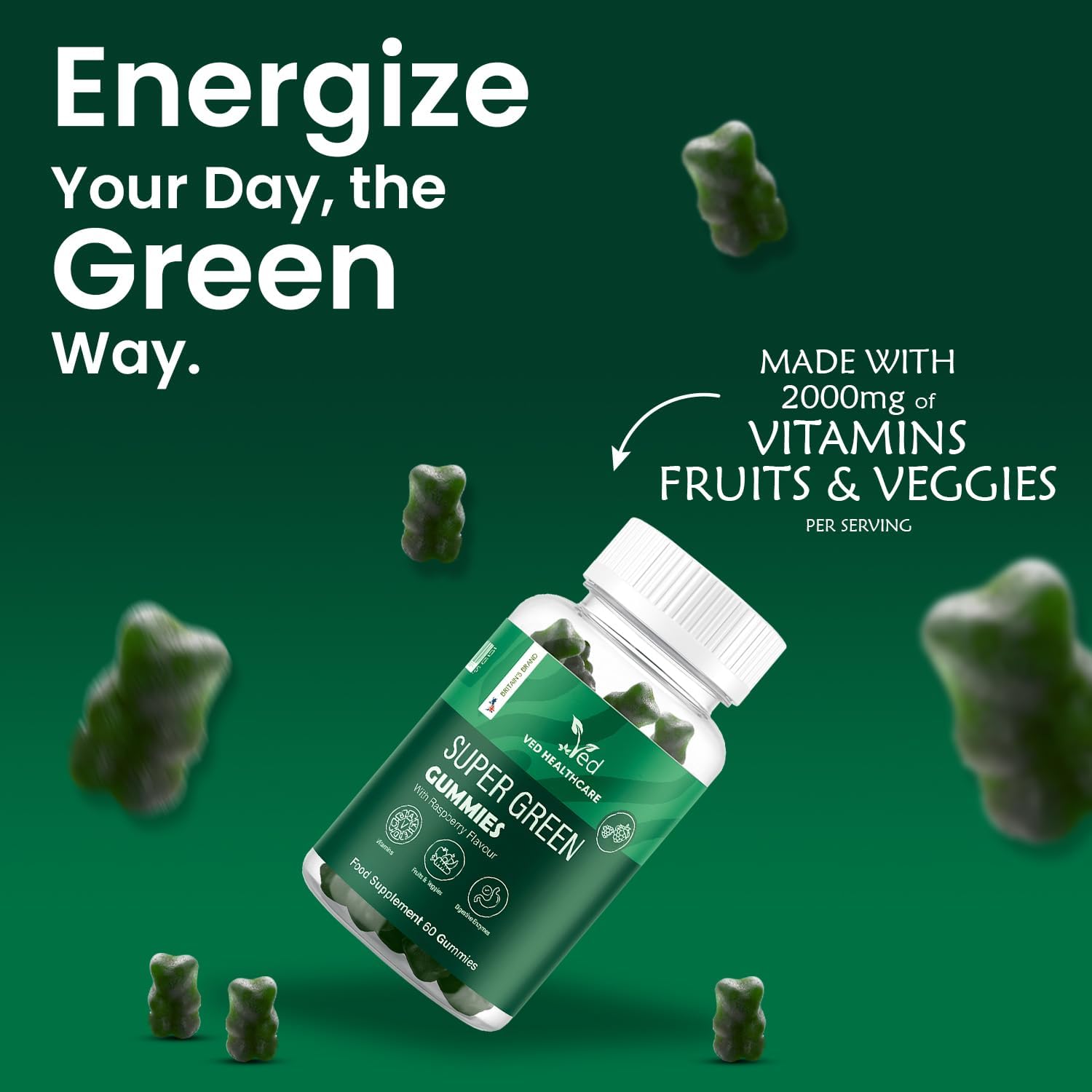 VED Super Green 60 Vegan Gummies.