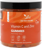 Vitamin C and Zinc Gummies, 120 Tasty Gummies, Natural Orange Flavour, 2 per Day, Gluten-GummiesFree, Non-GMO & Vegan-Friendly, Easy to Chew,...