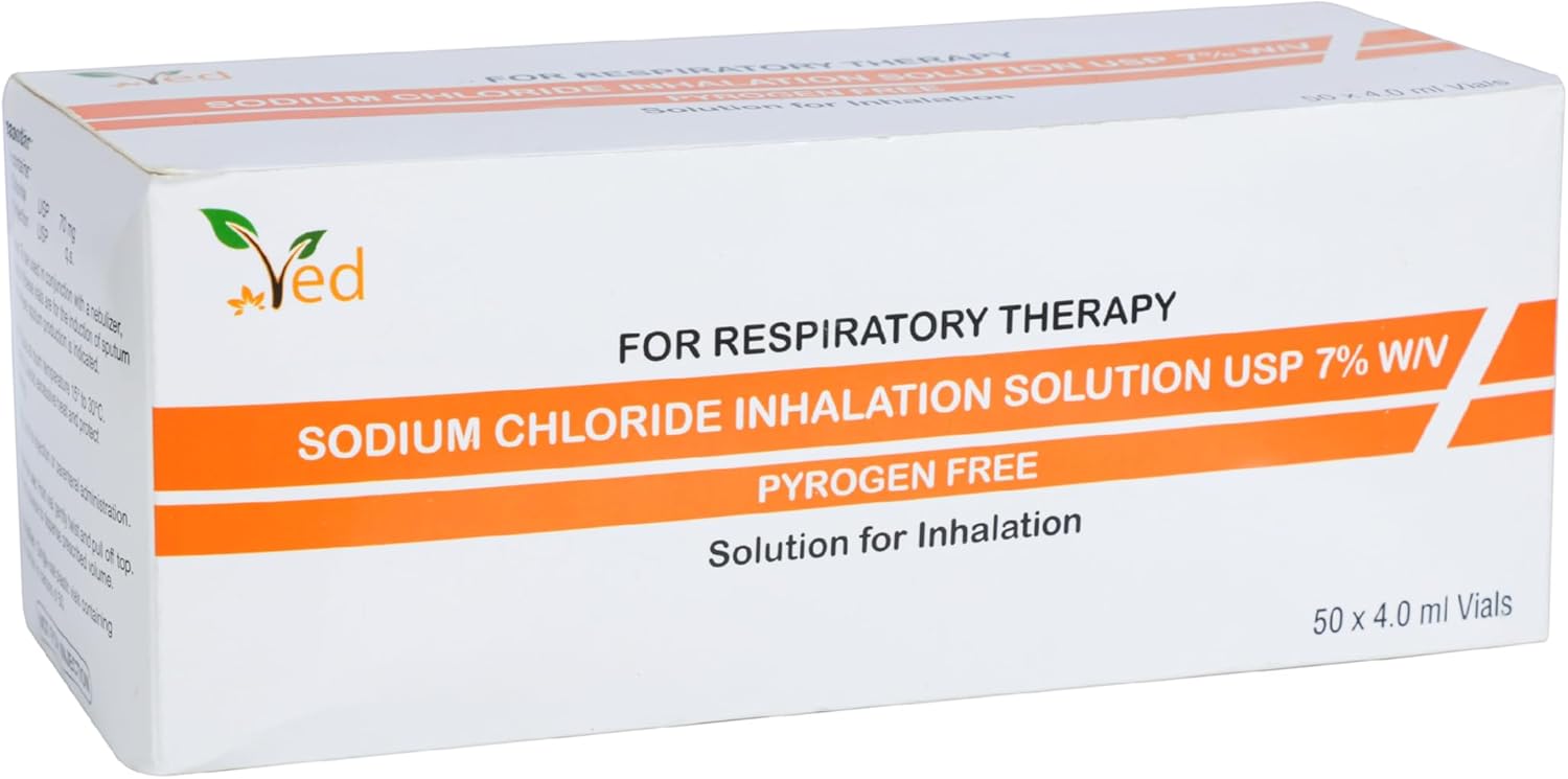 VED Hypertonic Inhalation Saline Solution., 7% Sodium Chloride (NaCl), 50 X 4.0 ml Unit Dose Vials for Adult & Child