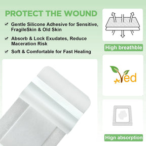 VED Dermapore Adhesive Wound Dressing- Suitable for cuts and grazes, Diabetic Leg ulcers, venous Leg ulcers, Small Pressure sores- Medium, 9 X 20cm (Pack of 25).