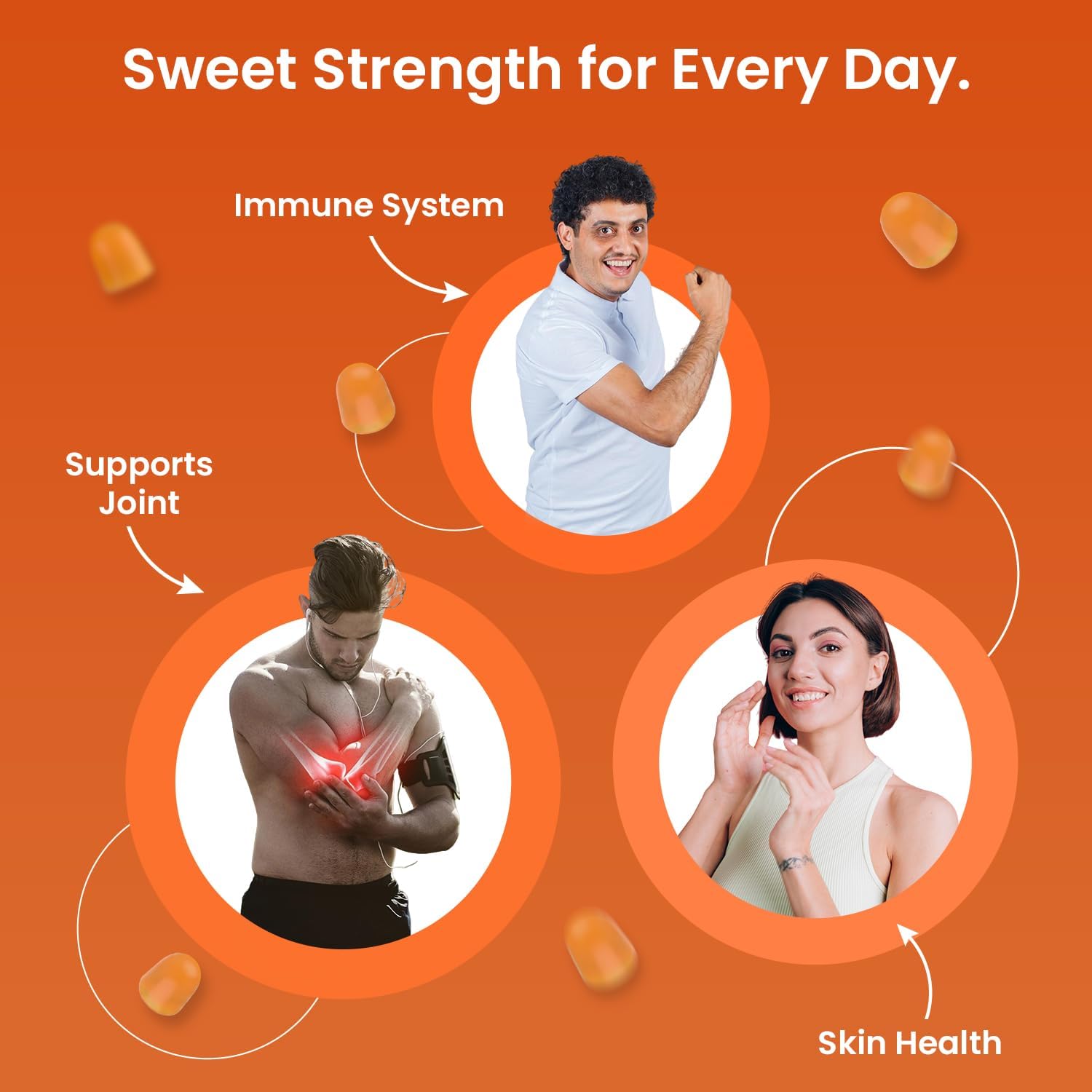 Vitamin C and Zinc Gummies, 120 Tasty Gummies, Natural Orange Flavour, 2 per Day, Gluten-GummiesFree, Non-GMO & Vegan-Friendly, Easy to Chew,...