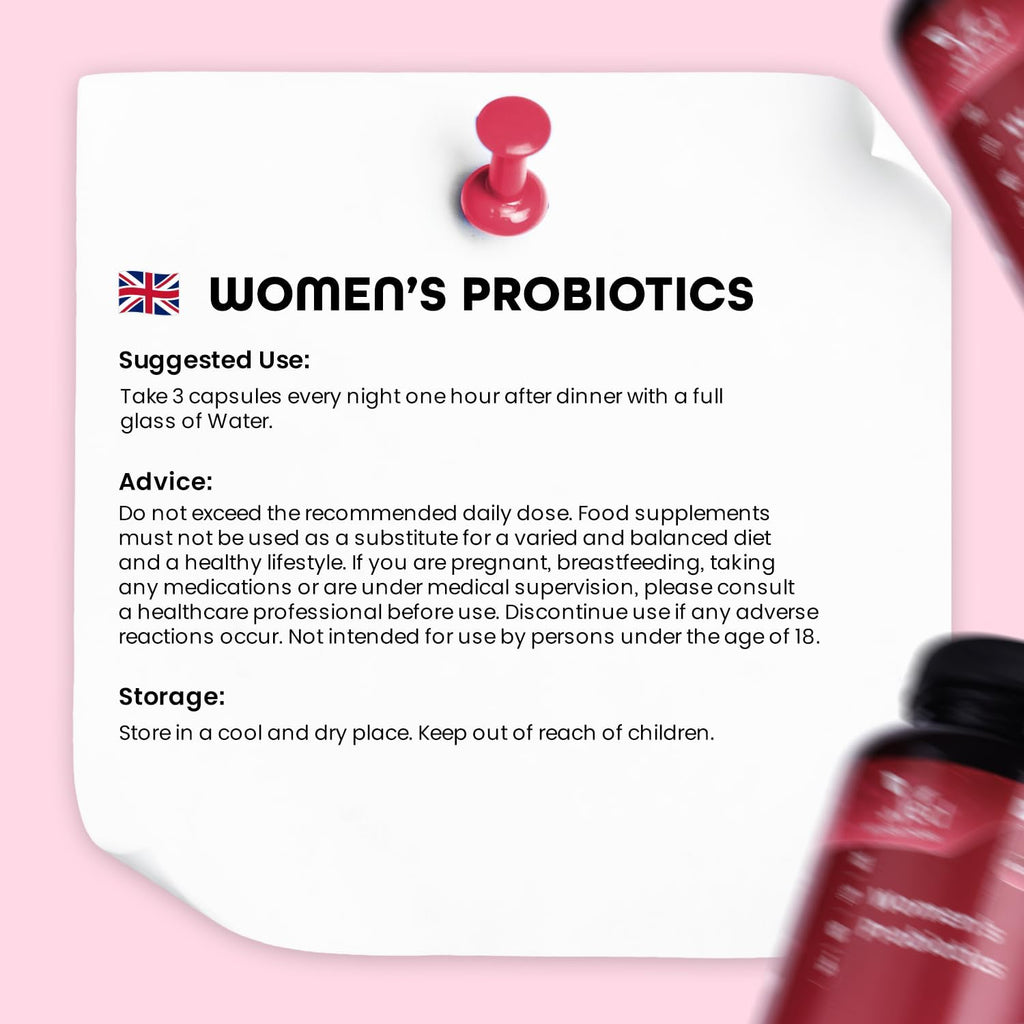 Women's Pro-bio Capsules 30 Billion CFU, 90 Delayed Release Vegan | 1 Month Supply, D-Mannose, Cranberry, Hibiscus & Sea Buckthorn Extracts