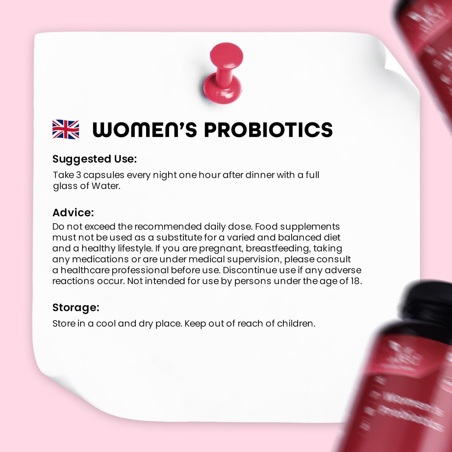 Women's Pro-bio Capsules 30 Billion CFU, 90 Delayed Release Vegan | 1 Month Supply, D-Mannose, Cranberry, Hibiscus & Sea Buckthorn Extracts