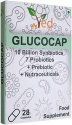 Ved Glucocap Complex Probiotics and Prebiotics Complex - 10 Billion CFU - 20 Live Bacterial Cultures - 28 Probiotic Complex Capsules for Children - Lactobacillus Plantarum, Bacillus coagulans.(Peck of 2)