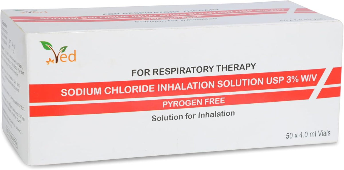 VED Hypertonic Inhalation Saline Solution., 3% Sodium Chloride (NaCl), 50 X 4.0 ml Unit Dose Vials for Adult & Child