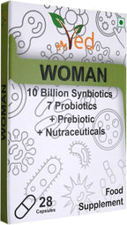 Ved Woman Complex Probiotics and Prebiotics Complex - 10 Billion CFU - 20 Live Bacterial Cultures - 28 Probiotic Complex Capsules for Children - Lactobacillus crispatus, Silicon dioxide.(Peck of 2)