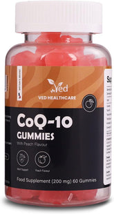 Ved CoQ10 Gummies, 60 Count, Natural Peach Flavor,Vegan, Non-GMO, Gluten Free.