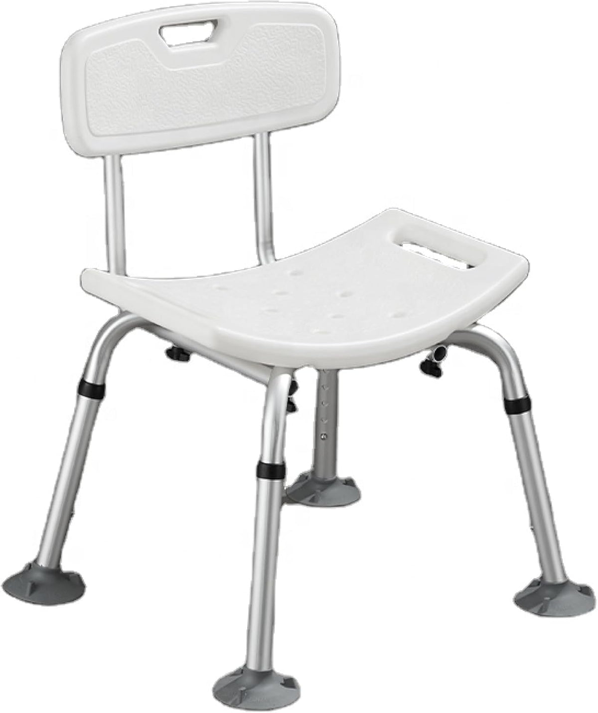 VED White Comfort Backrest Bath Chair Elderly/Handicapped/Pregnant Adjustable Aluminum Alloy Bath Stool Anti-Slip Chair Max. 136kg Shower Seat Anti-Slip Chair (47x48x78.5 cm)