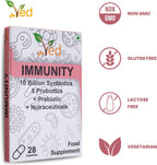 Ved Immunity Complex Probiotics and Prebiotics Complex - 10 Billion CFU - 20 Live Bacterial Cultures - 28 Probiotic Complex Capsules for Children - Lactobacillus Plantarum, Casei.(Peck of 2)