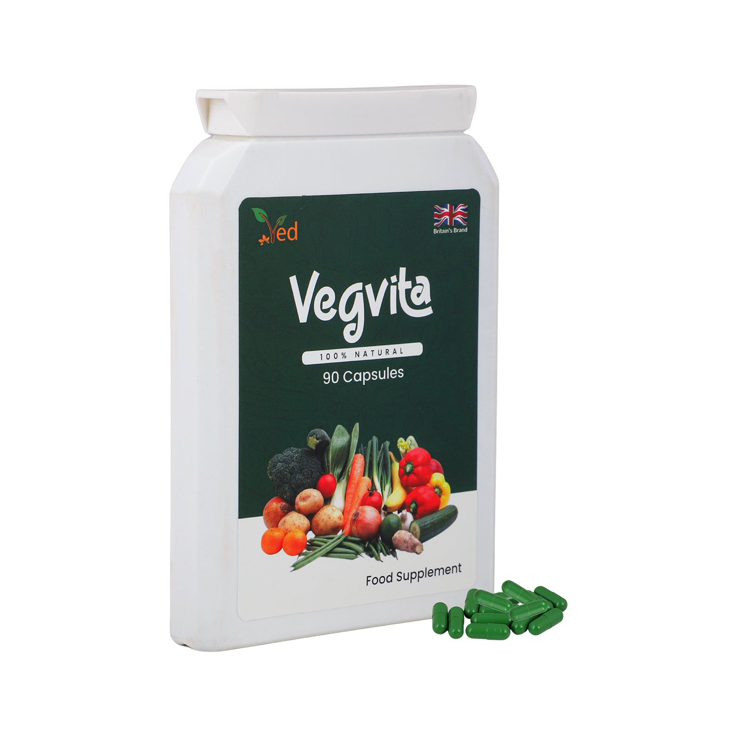 Ved Balance of Veggies Supplements, Fresh Formula with Vitamins and Minerals from Vegetables, 90 Vegan Capsules