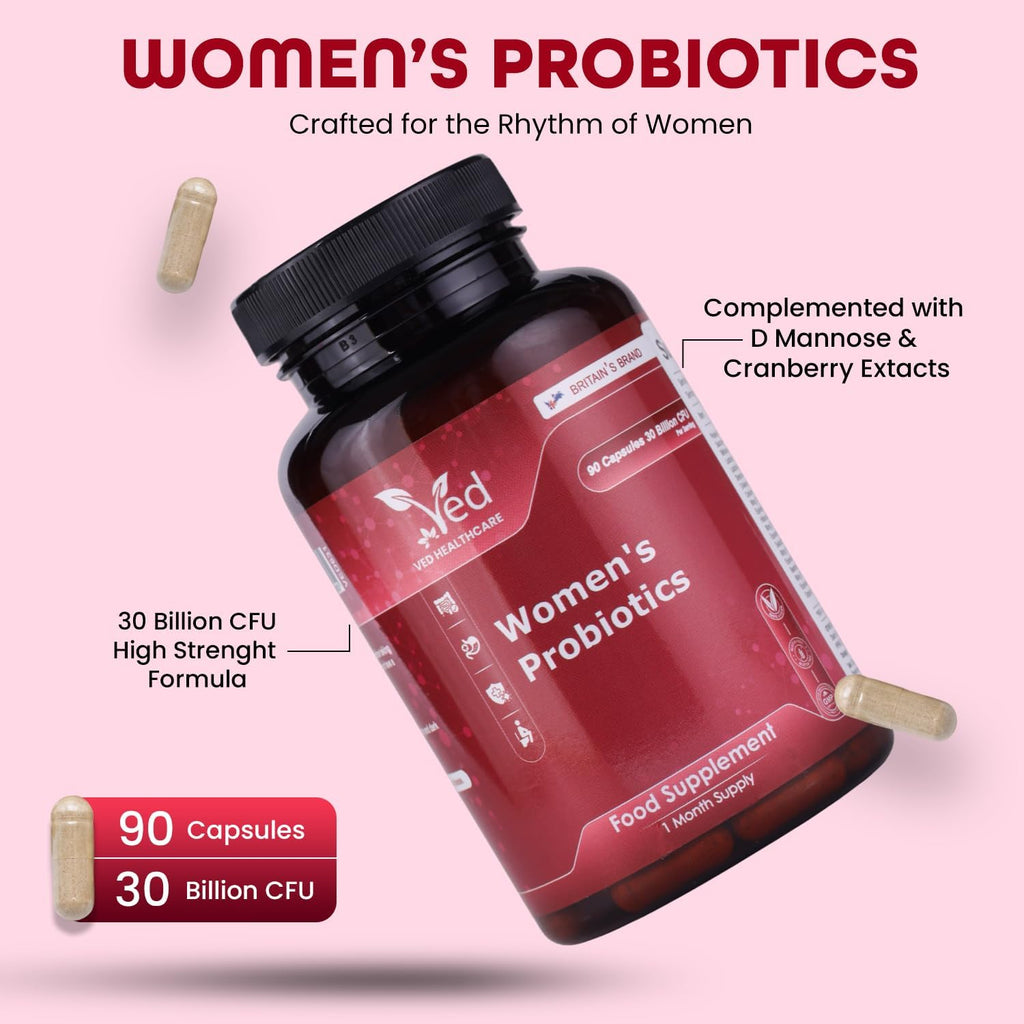 Women's Pro-bio Capsules 30 Billion CFU, 90 Delayed Release Vegan | 1 Month Supply, D-Mannose, Cranberry, Hibiscus & Sea Buckthorn Extracts