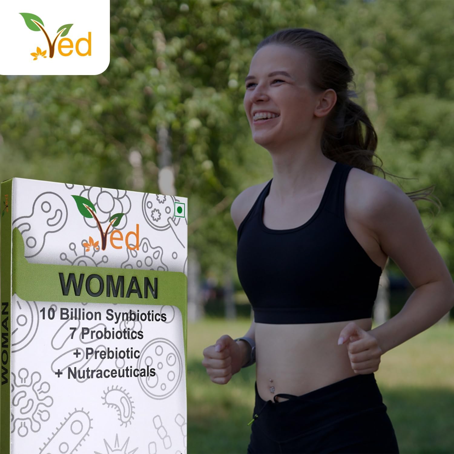 Ved Woman Complex Probiotics and Prebiotics Complex - 10 Billion CFU - 20 Live Bacterial Cultures - 28 Probiotic Complex Capsules for Children - Lactobacillus crispatus, Silicon dioxide.(Peck of 2)