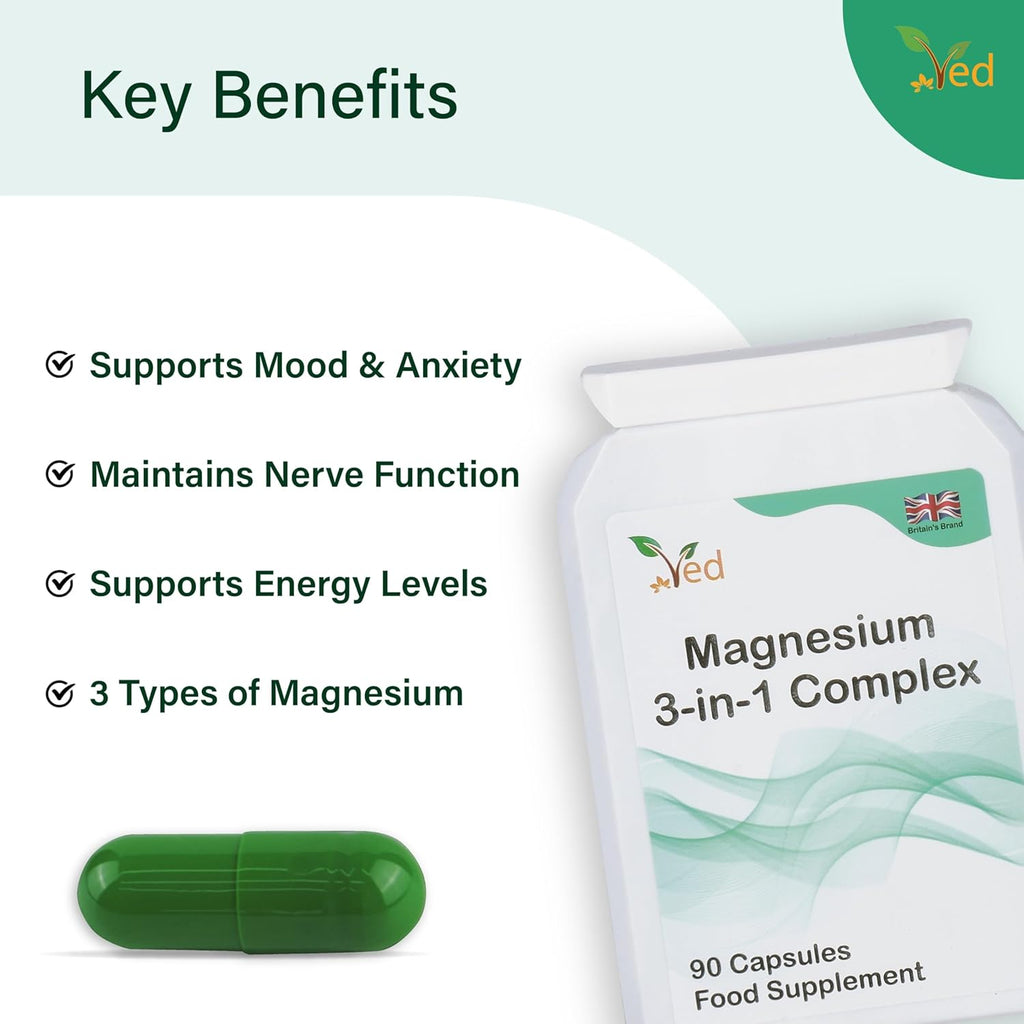 Ved Magnesium 3-in-1 Complex, 90 Capsules(45 Days Supply)