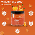 Vitamin C and Zinc Gummies, 120 Tasty Gummies, Natural Orange Flavour, 2 per Day, Gluten-GummiesFree, Non-GMO & Vegan-Friendly, Easy to Chew,...
