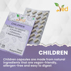 Ved Children Complex Probiotics and Prebiotics Complex - 5 Billion CFU - 20 Live Bacterial Cultures - 28 Probiotic Complex Capsules for Children - Lactobacillus helveticus, silicon dioxide(Peck of 2)
