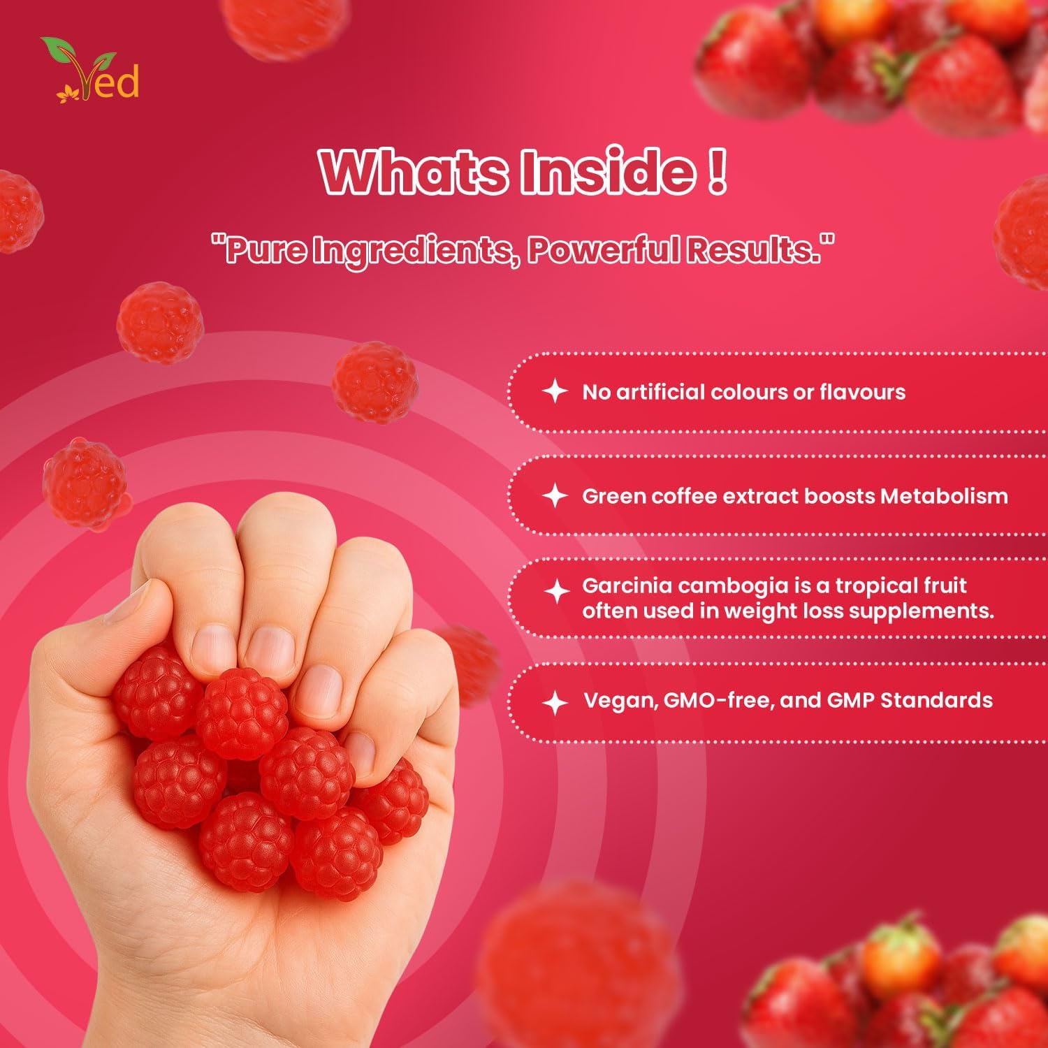 Ved Garcinia Cambogia Gummies, Weight loss Supplement for Maximum Results & Aid for Slimming, Suitable for Men and Women- 60 Chews 30 Days’ Supply.