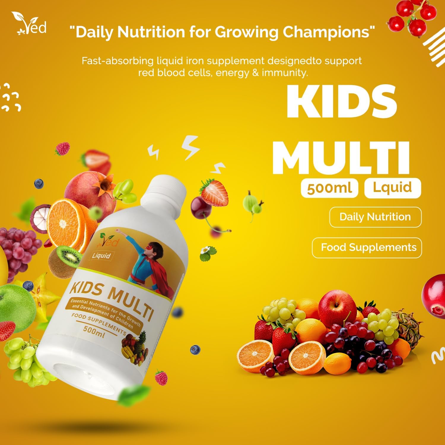Ved Kids Multi Immune Support for Children, 500ml(33 Days Supply).