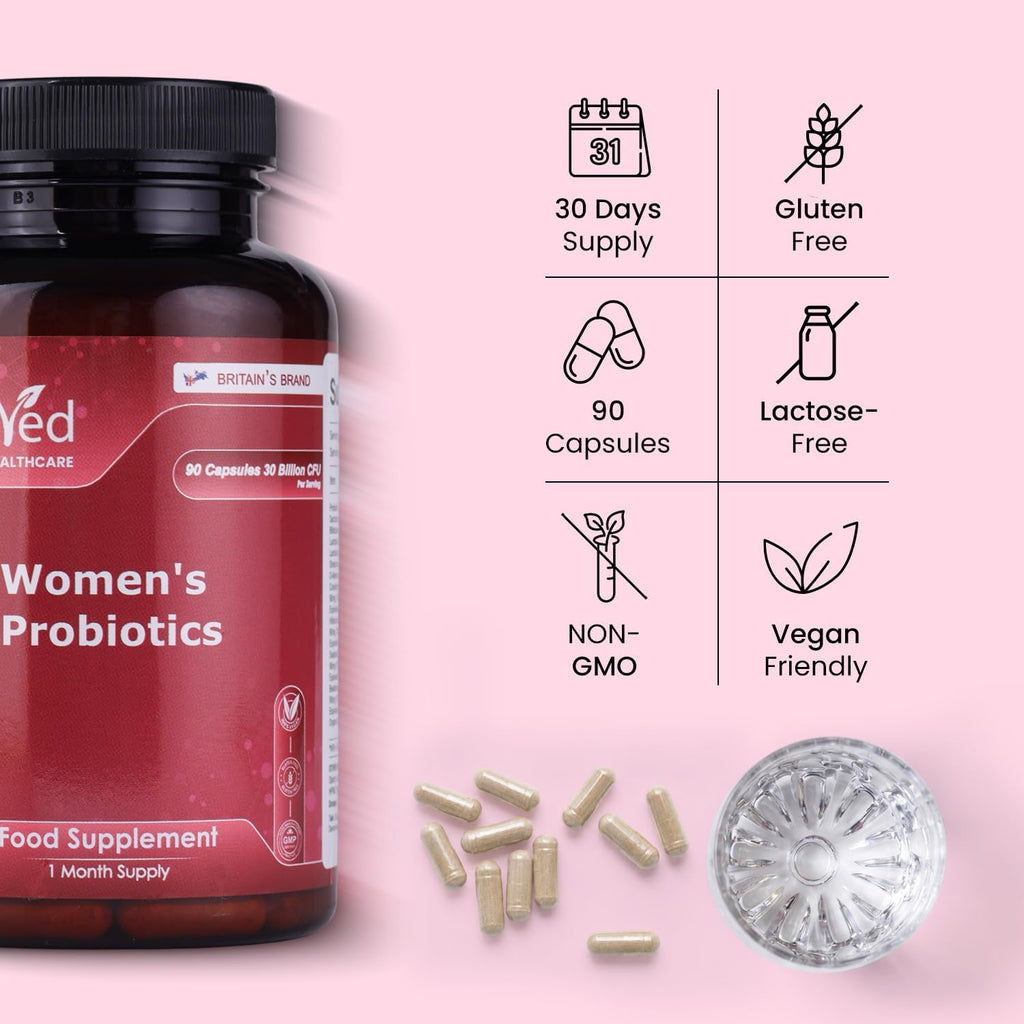 Women's Pro-bio Capsules 30 Billion CFU, 90 Delayed Release Vegan | 1 Month Supply, D-Mannose, Cranberry, Hibiscus & Sea Buckthorn Extracts