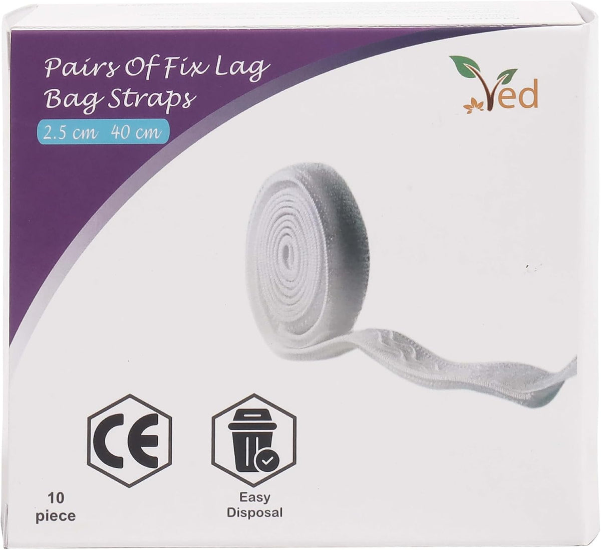 Ved Pairs of Fix Leg Bag Straps, Urine Drainage Bag Strap, Catheter Leg Bag Straps, with Soft Elastic Fabric, Comfortable Silicone Grips and Velcro Strap, 2.5cm x 40 cm(Pack of 10)